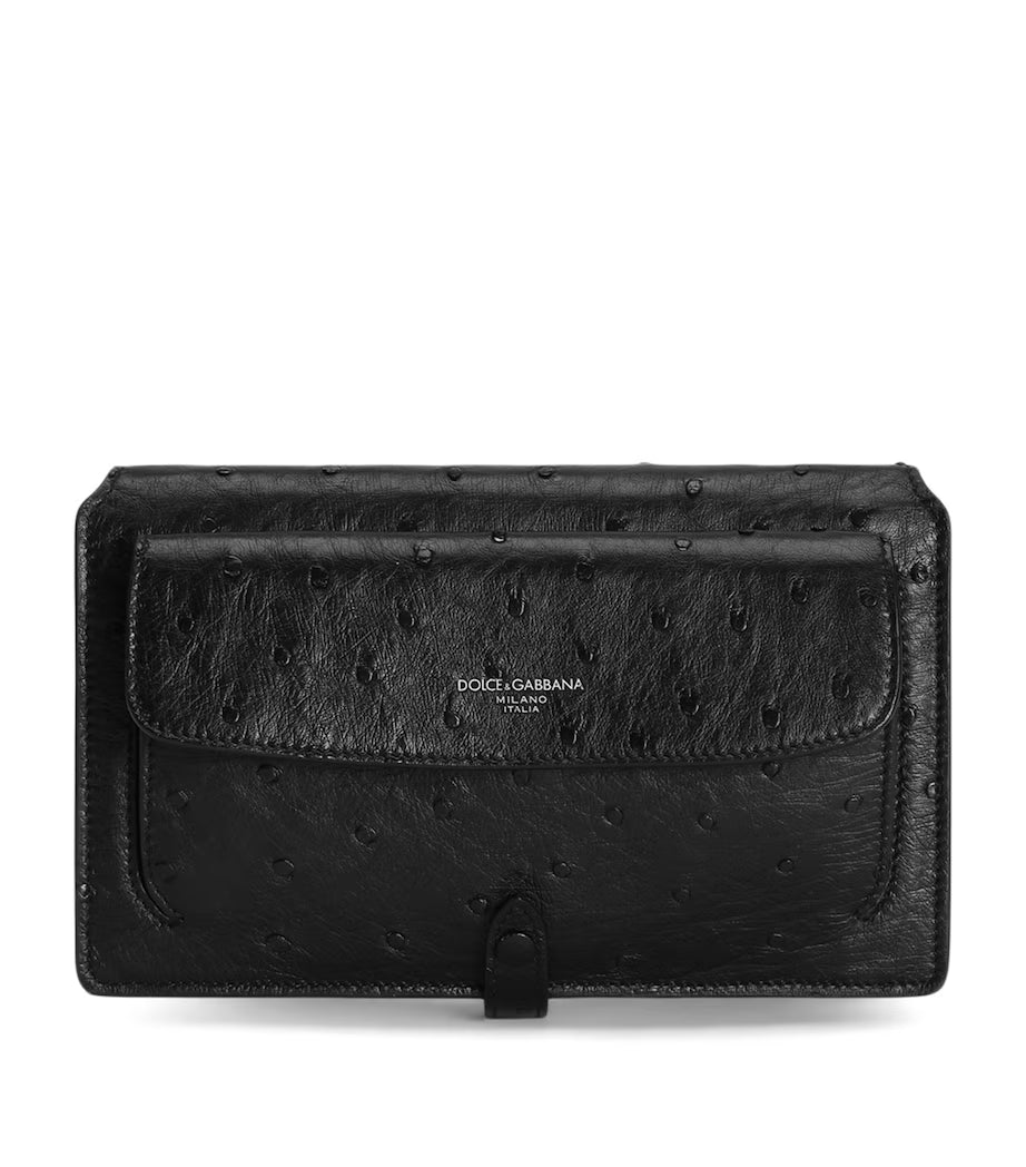 Dolce&Gabbana Ostrich Leather Cross-Body Wallet